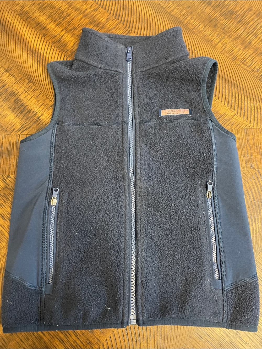 Vineyard Vines Kids Black Fleece Vest with Zip Pockets